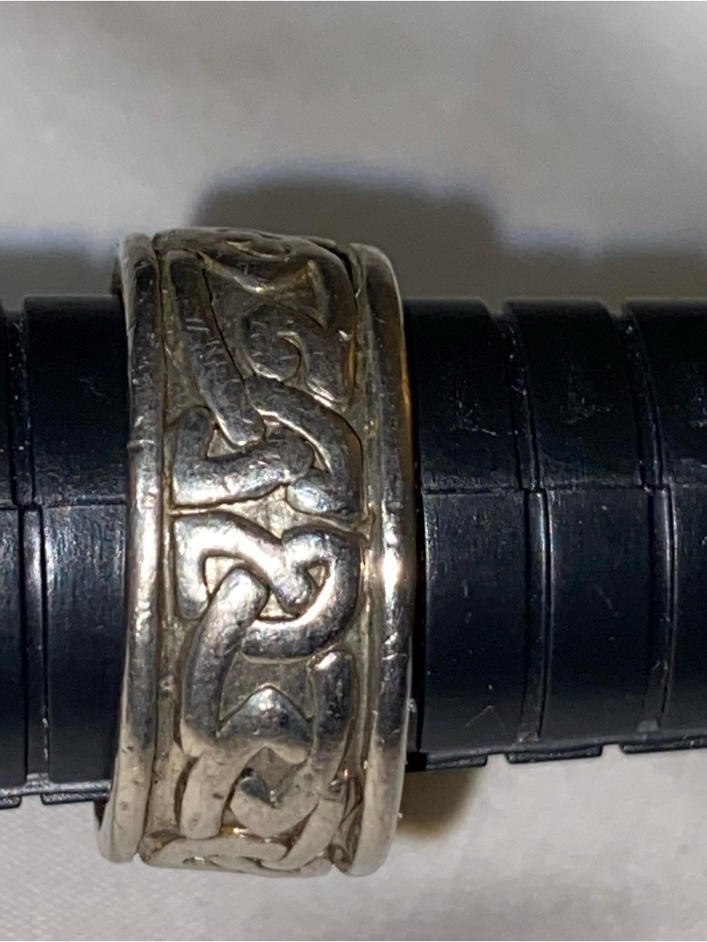 Men's Silver Celtic Pattern Stainless Steel Ring - size 10